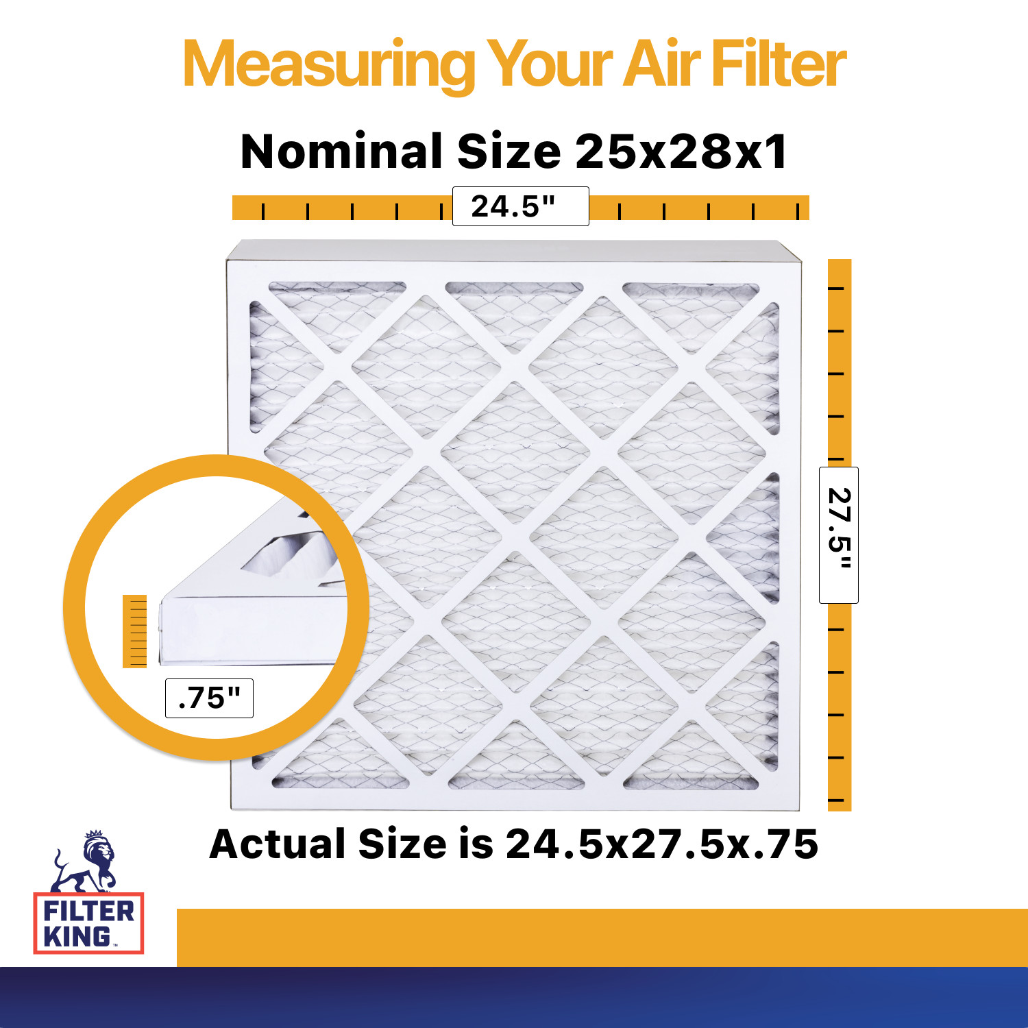 Filter King 25x28x1 Air Filter 4-PACK MERV 13 Actual Size 24.5 x 27.5 x .75" gallery
