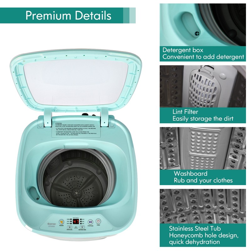 Costway 8lbs Portable Fully Automatic Washing Machine W/ Drain Pump gallery