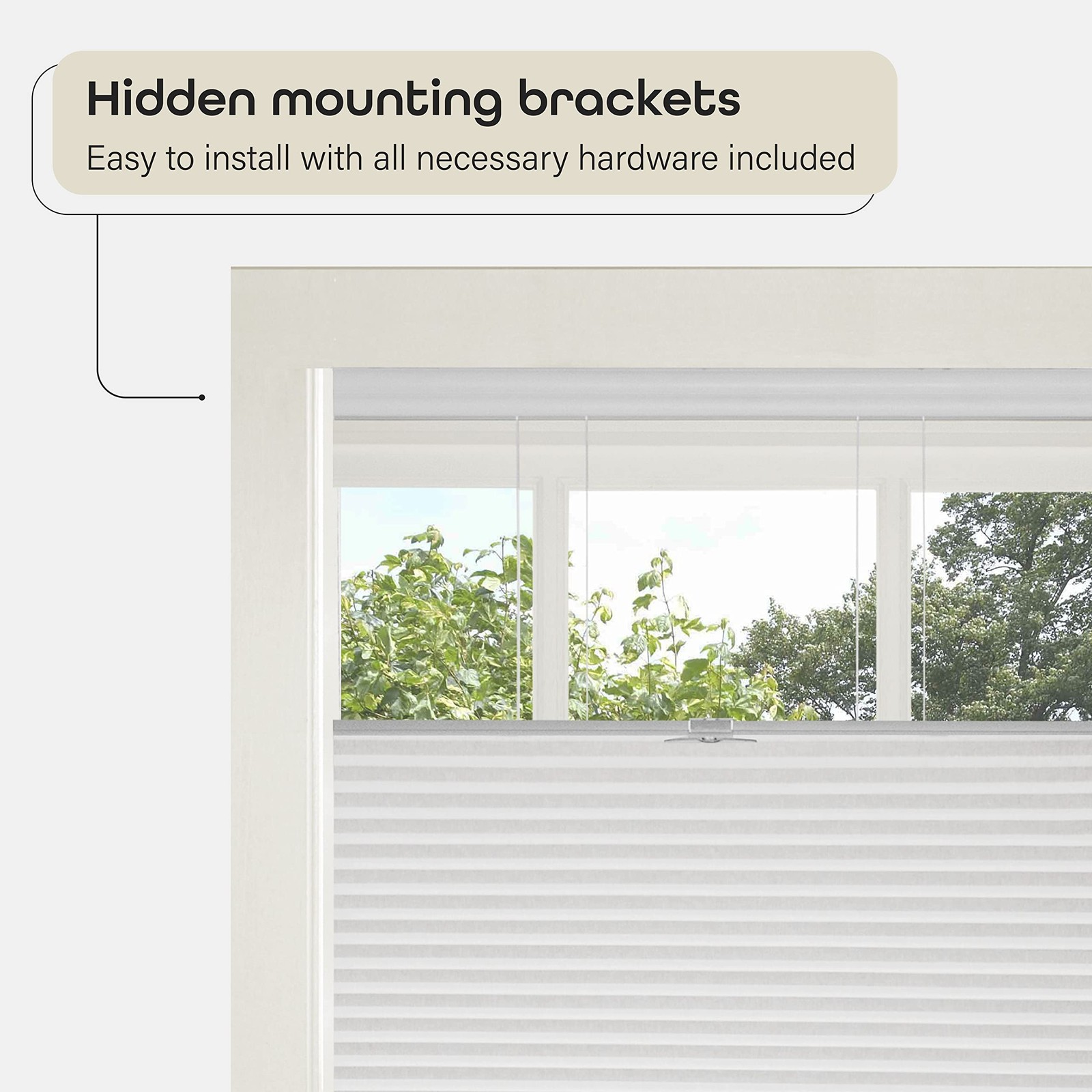 Cordless Cellular Pleated Window Shades - 27 Inch Width, 64 Inch Length - White gallery