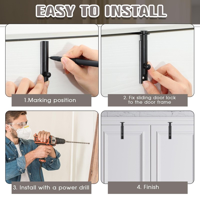 4 Pcs Solid Brass Surface Bolt Door Slide Bolt Door Latches for Top of Door S gallery