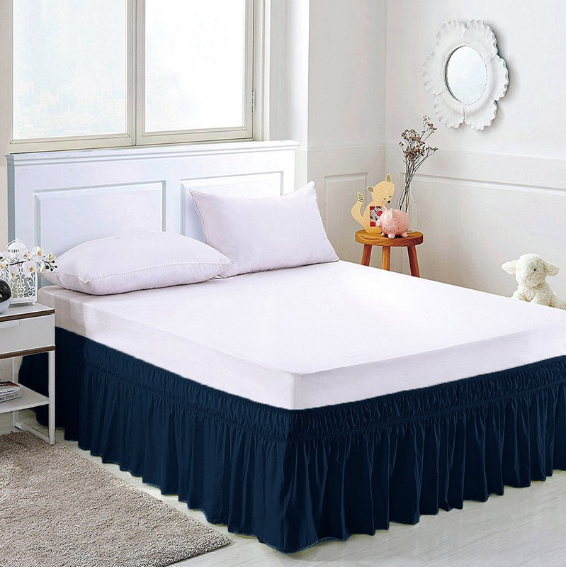 Wrap Around Bed Skirts Drop Solid Color Elastic Bed Skirt Queen King Full Dust gallery