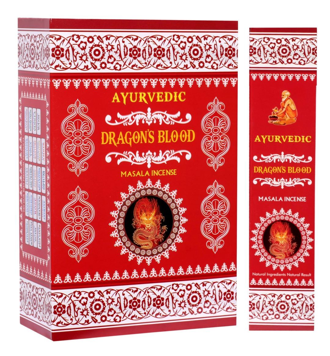 Ayurvedic Dragon Blood Masala Incense Sticks Pack of 12X15g Each 180g Box gallery