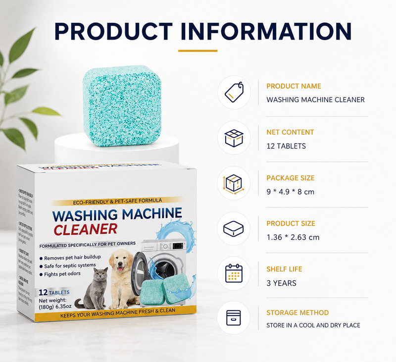 Washing Machine Cleaner Tablets for Pet Owners Deep Clean Odor Remover 12 Pack gallery