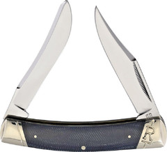 Large Moose Pocket Knife by Rough Ryder, T10 Carbon Steel, Denim Micarta Handles