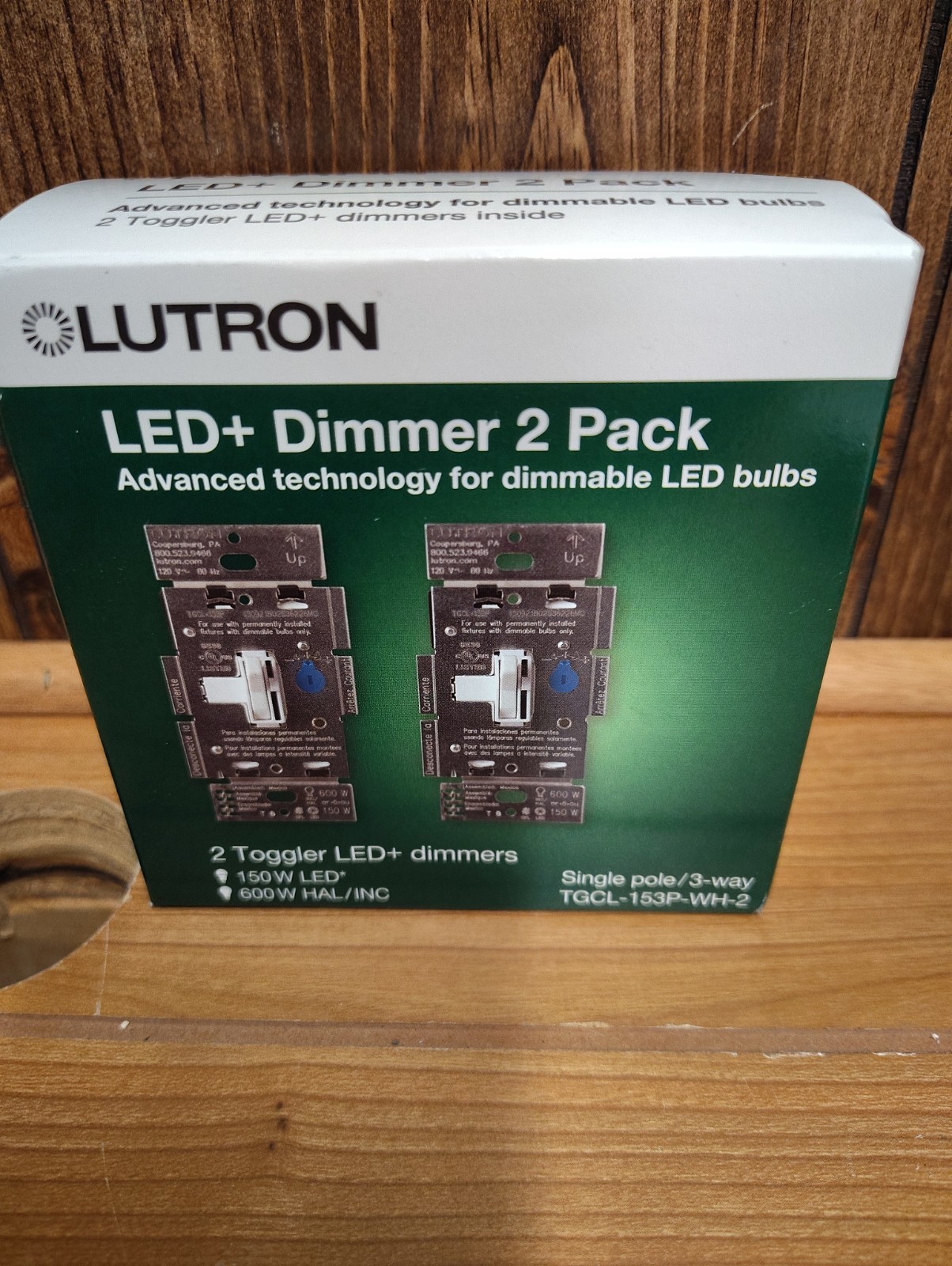 Lutron Toggler LED Dimmer Switch for Dimmable LED - 2pk (TGCL-153P-WH-2) gallery