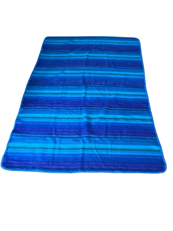 Amor a la Vida Alpaca Blend Throw Blanket Striped Blue Coastal NWOT 44x60 gallery