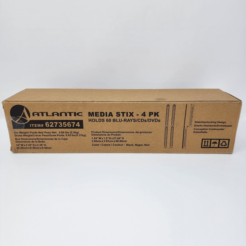 Atlantic Media Stix 4 Pack Interlocking Storage Holds 60 Blu-rays, CDs, or DVDs gallery