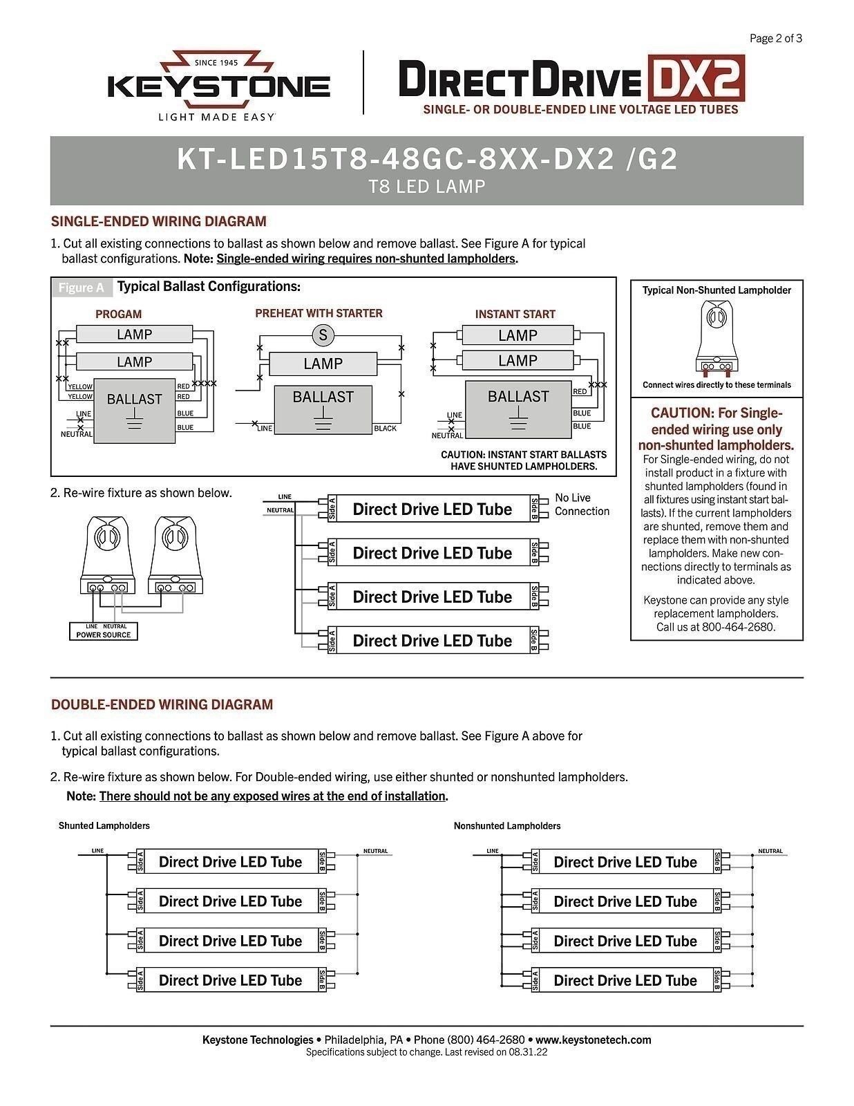 Keystone KT-LED15T8-48GC-850-DX2 (25 Pack) Ballast Bypass LED Tubes - 5000K,... gallery
