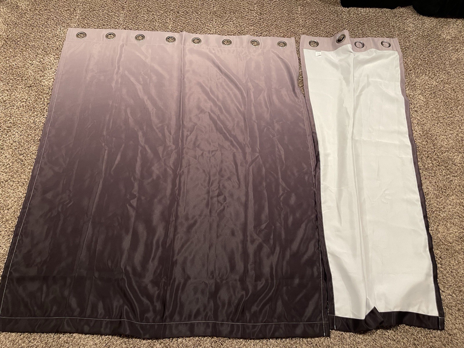 Ombré Light Grey to Black Two Panel Set Curtains 63 x 53 Inches New gallery
