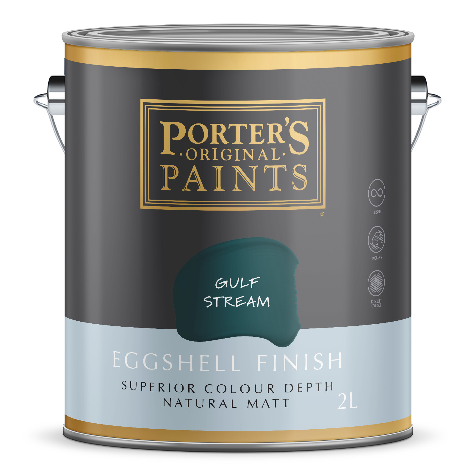 Porter's 2L Gulf Stream Eggshell Finish Broadwall Washable Paint gallery