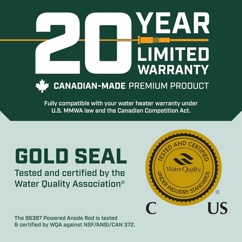 Corro-Protec Powered Anode Rod for Water Heater, 20-Year Warranty, Eliminates Ro gallery