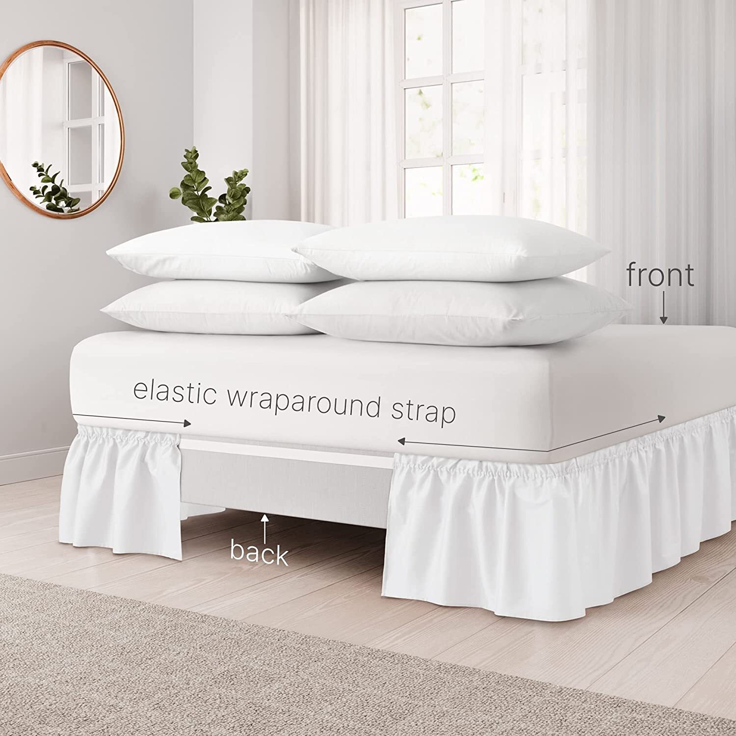 Wrap Around Dust Ruffle Bed Skirt, Easy Fit & Pleated 12" Drop by CGK Linens gallery