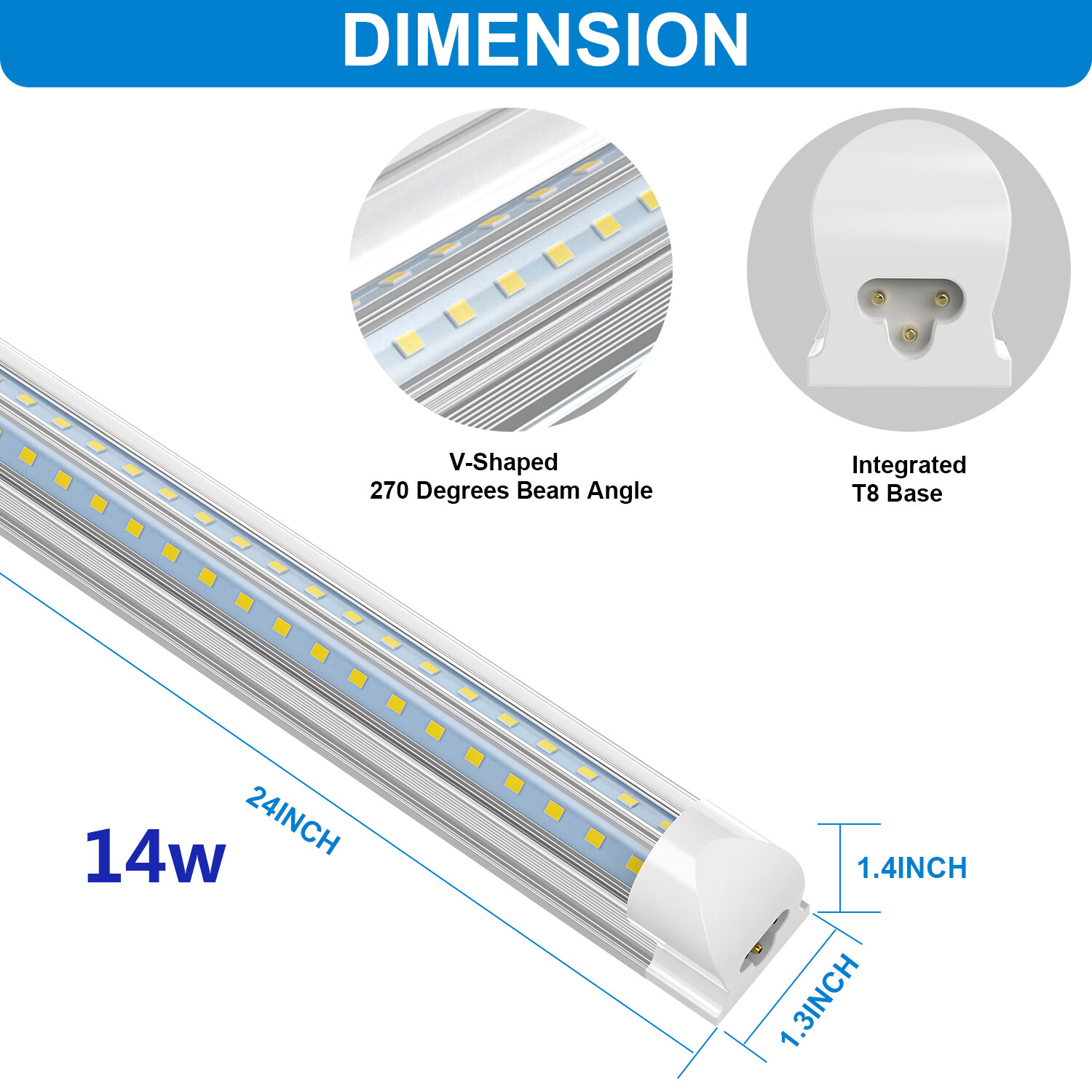 2FT 4FT 8FT LED Shop Light Fixtures Garage T8 LED Tube Light Bulbs R17D FA8 G13 gallery