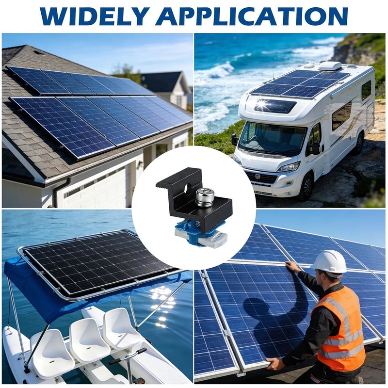 10pcs Solar Panel End Clamp Compatible with Standard Unistrut, Premium Aluminum gallery