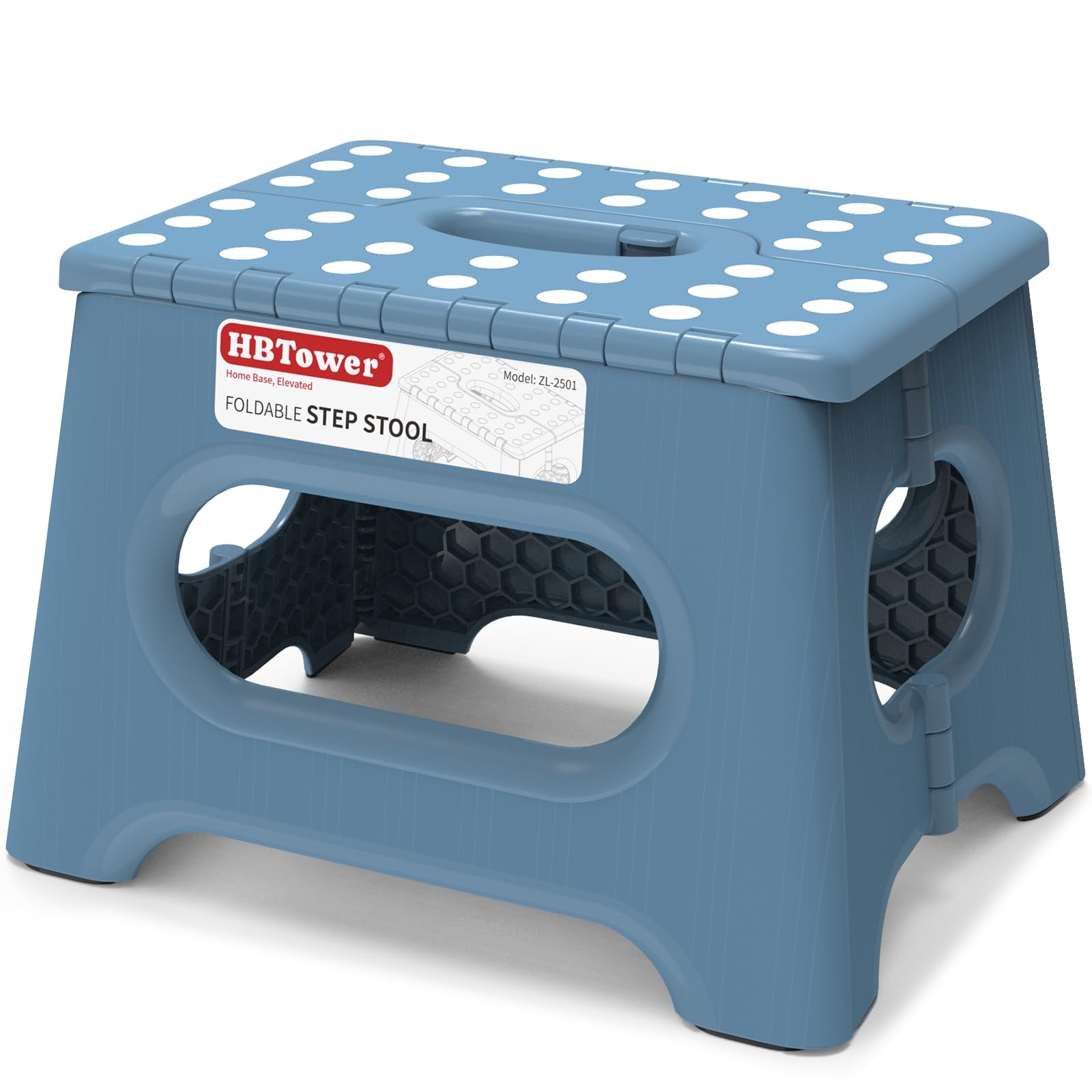 HBTower Folding Step Stool 9 Inch - Holds 600 lb, 9 (Pack of 1), Blue gallery