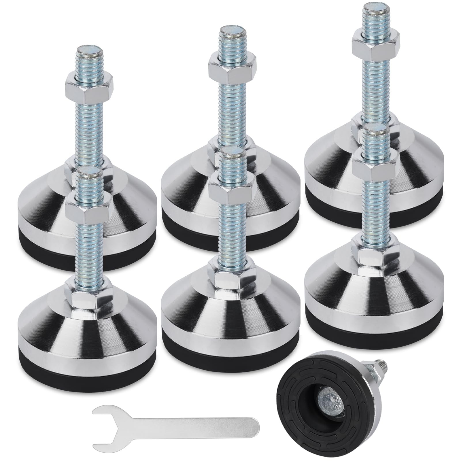 6 Pcs Leveling Feet M12 Thread 2.36" Dia Base D60xM12x50mm with 1 Wrench gallery