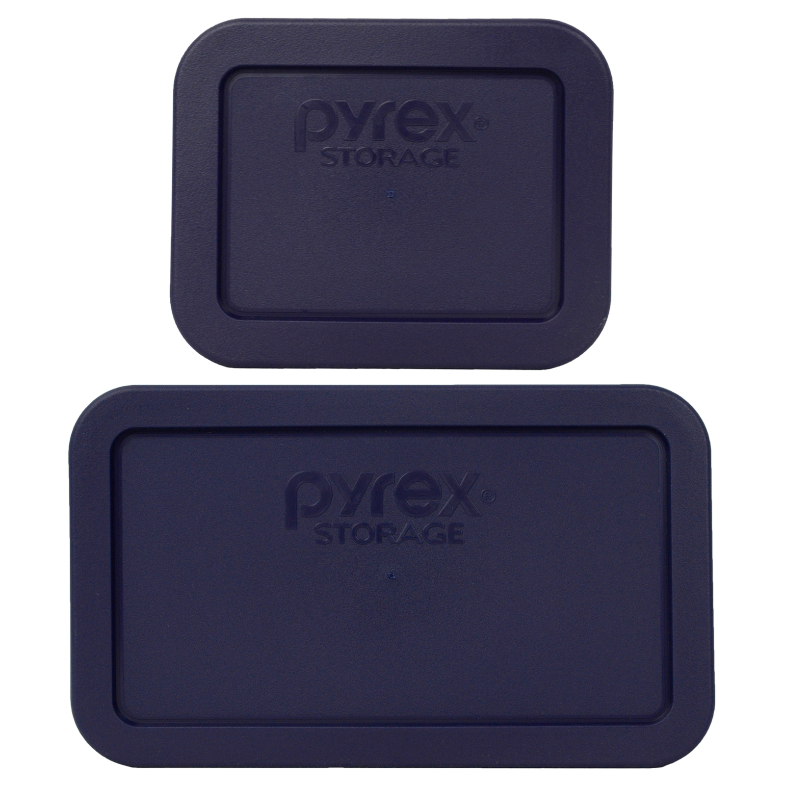 Pyrex (1) 7213-PC 1.9 Cup and (1) 7214-PC 4.8 Cup Dark Blue Rectangle Lid Covers gallery