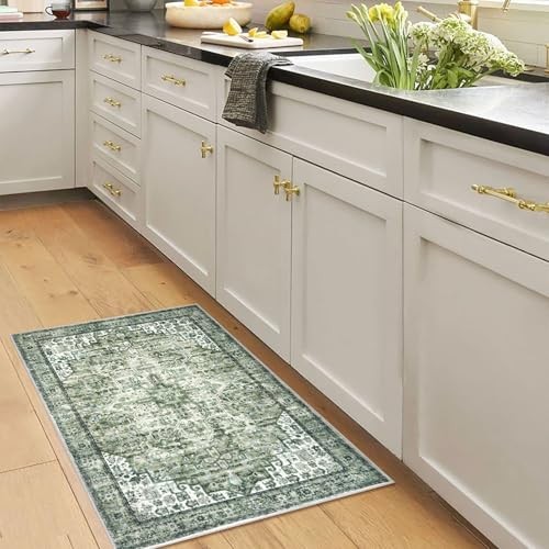 2x3 Washable Rug for Entryway, Soft 2' x 3' (Rectangular) Sage Green gallery