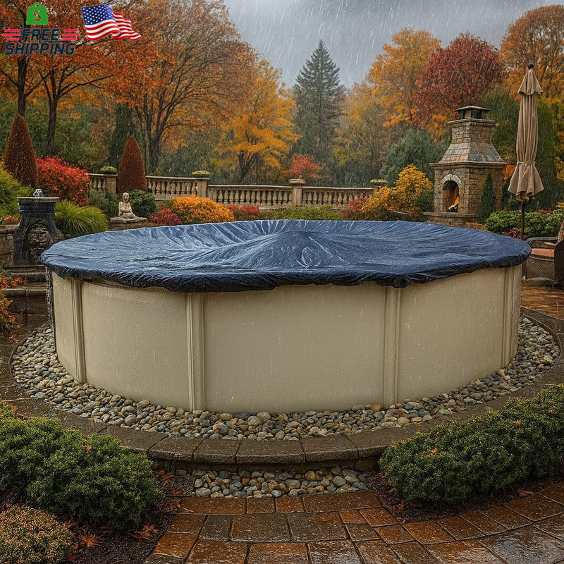 18’ Ft. round Pool Winter Cover for above Ground Pools - 8-Year Warranty, Cold a gallery