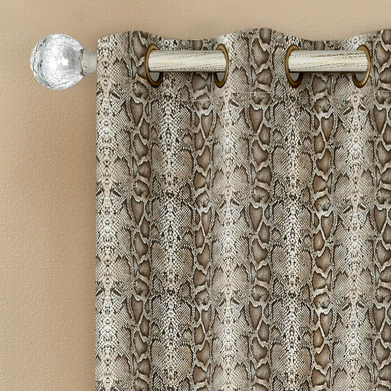 Home Furnishings Python Grommet Window Curtain Panel, 52" X 63", Brown/Gold gallery