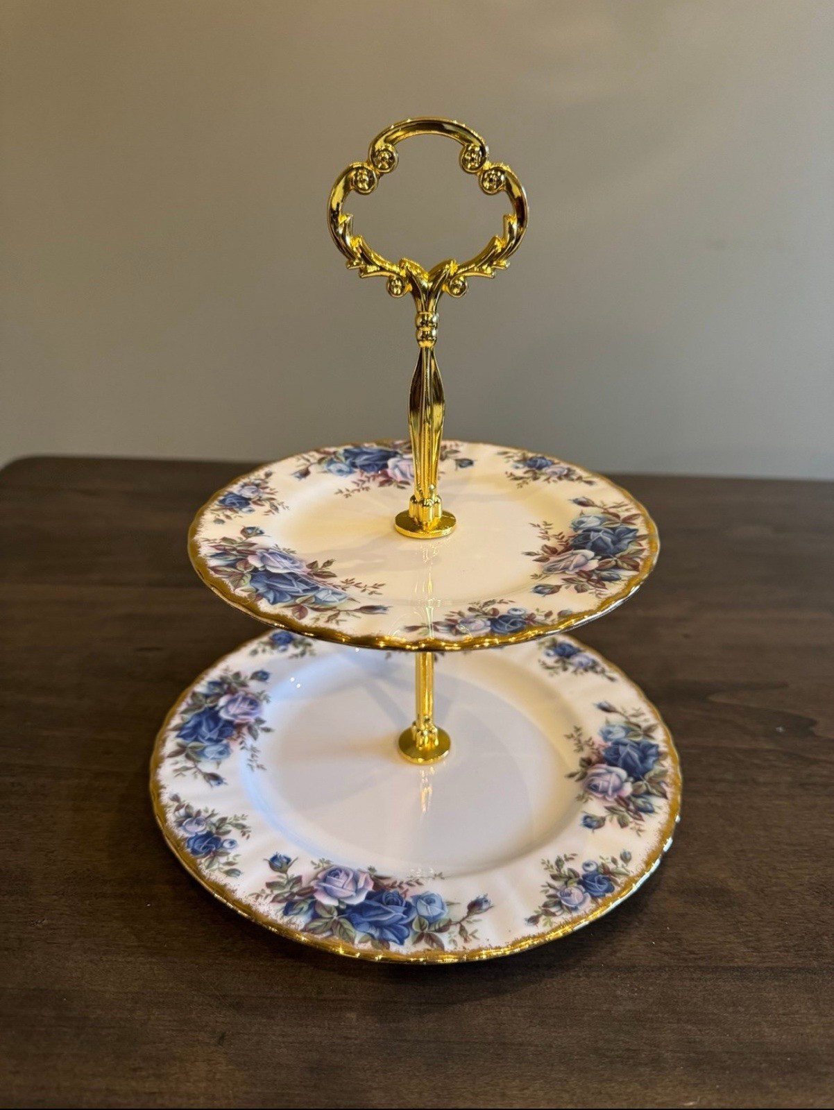 Royal Albert Moonlight Roses 2- Tier Cake Dessert Stand gallery