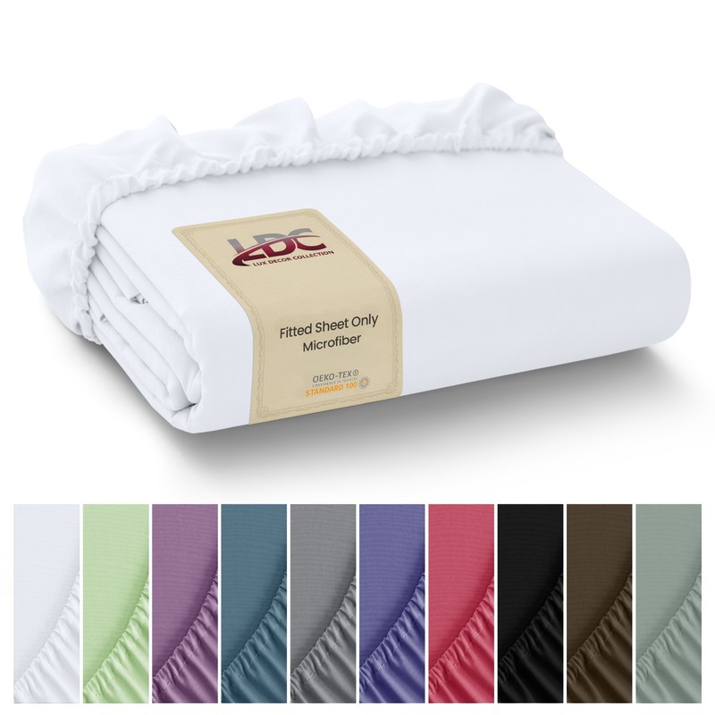 Premium Fitted Sheet Solid Deep Pocket Soft Microfiber Breathable Bottom Sheets gallery