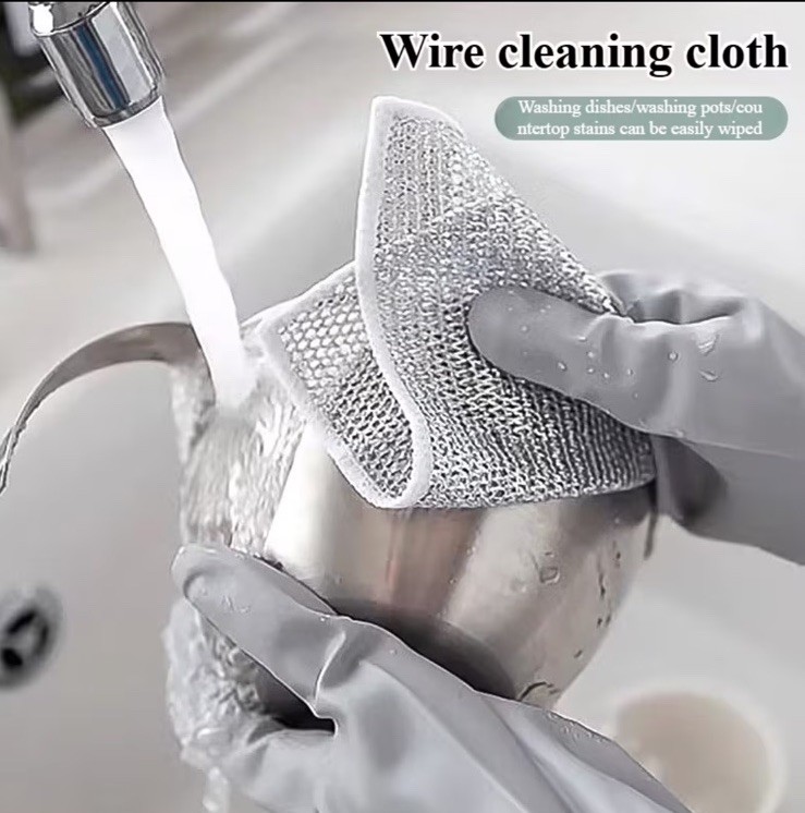 3/6/12 Pcs Multifunctional Non-Scratch Mesh Wire Dish Washing Cleaning Cloth Rag gallery