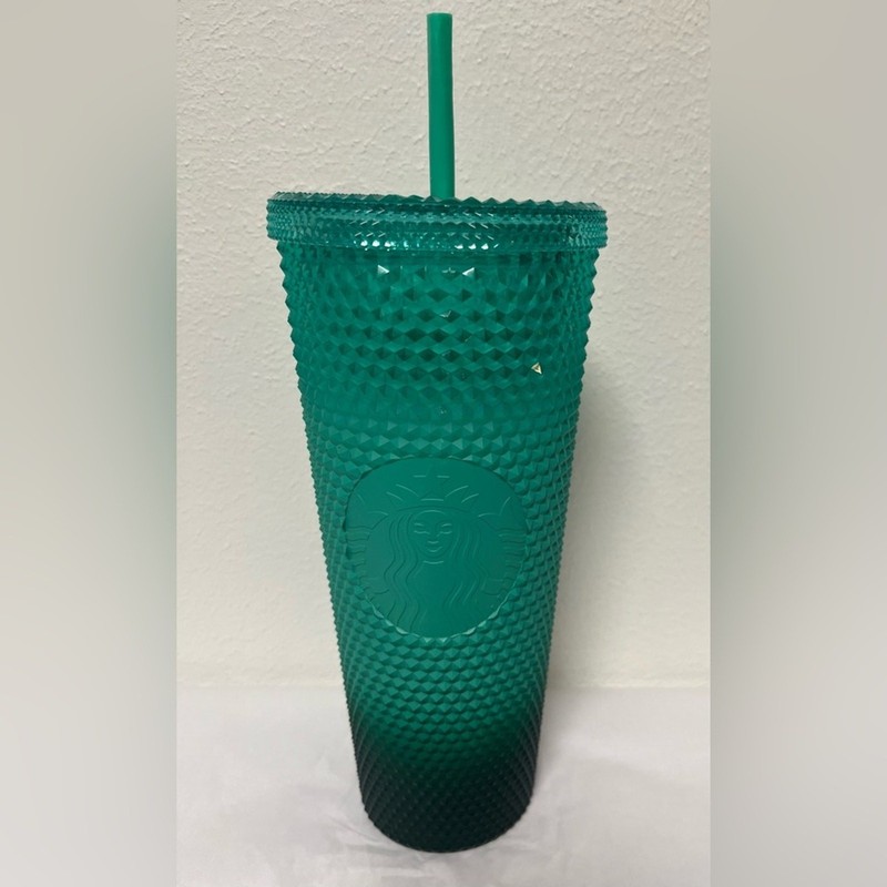 Starbucks Green Gradient Studded Acrylic Tumbler Fall Winter Holiday 2022 24oz gallery