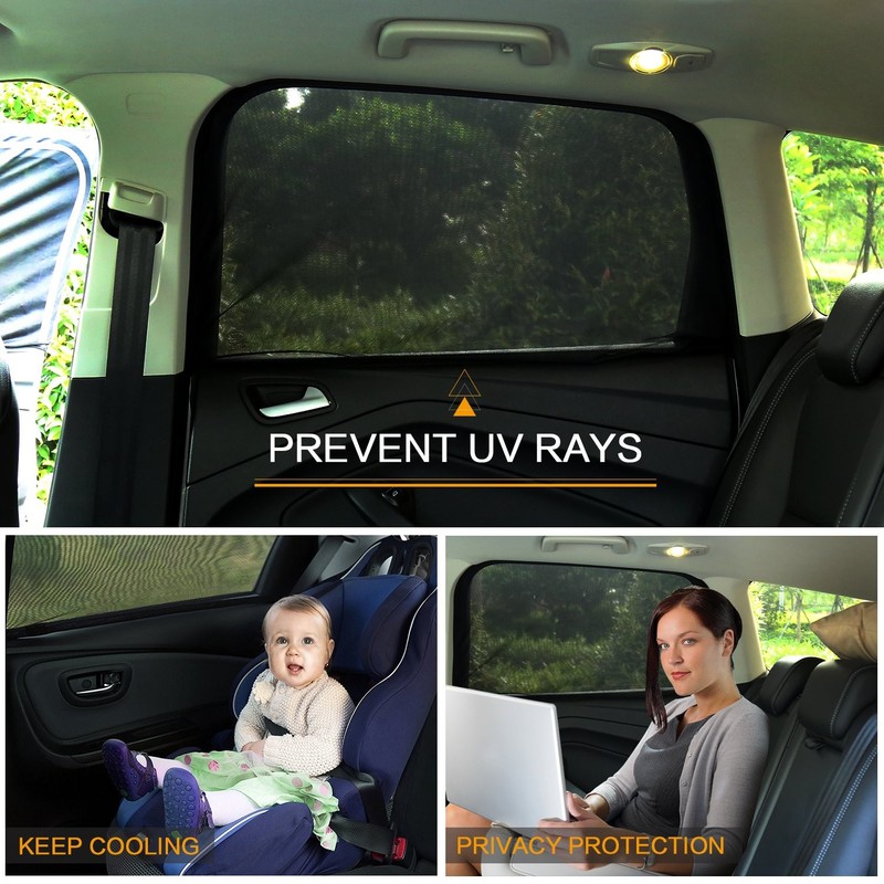2Packs Universal Car Window Screen for Rear 25"(H) 25" x 43", black gallery
