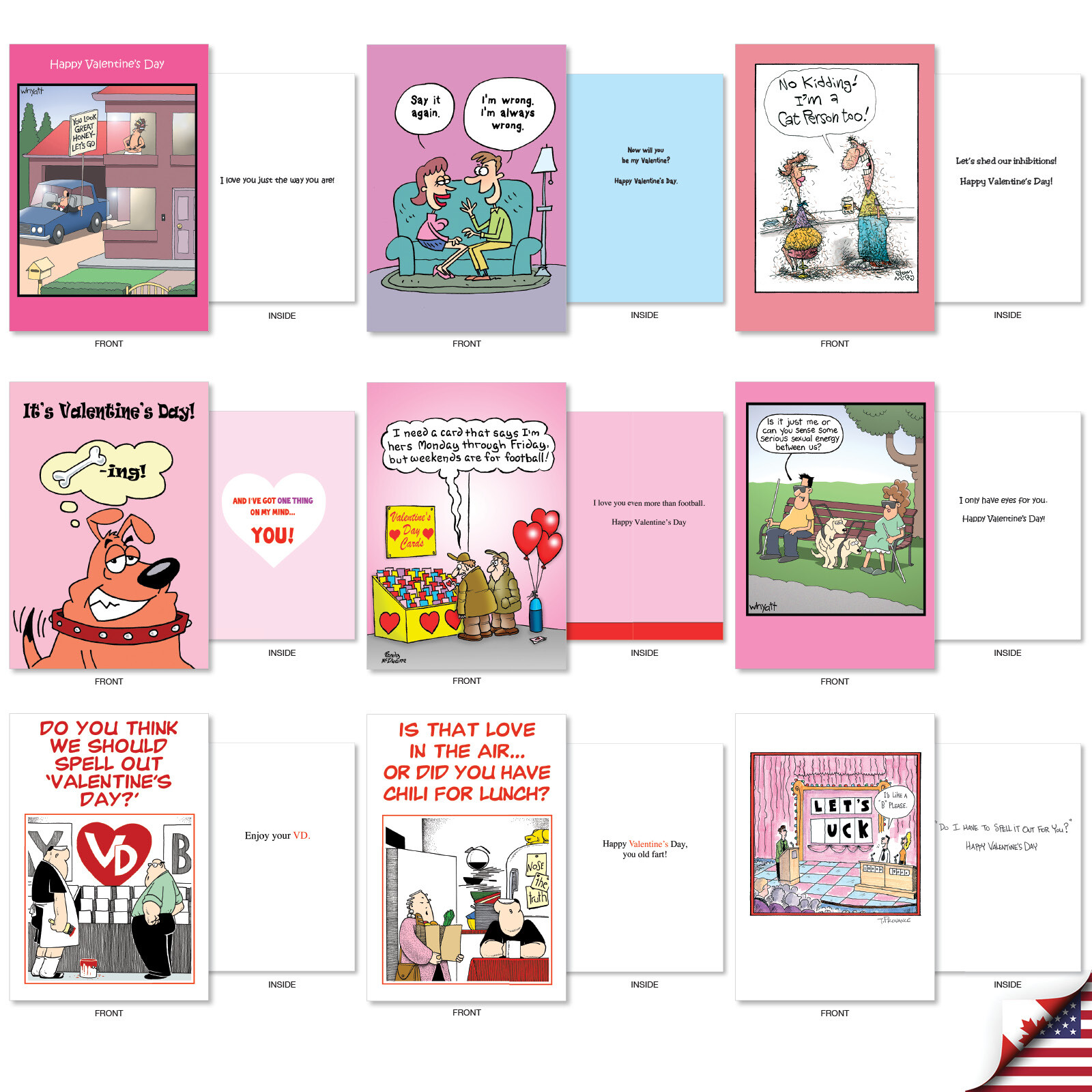 36 Asst'd Set Funny Valentine's Day Cards w/Envelopes (36 Designs) Comical Love gallery