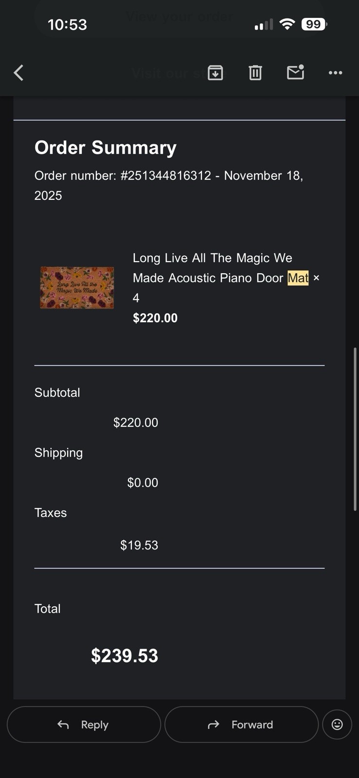 TAYLOR SWIFT - LONG LIVE ALL THE MAGIC WE MADE ACOUSTIC PIANO DOOR MAT gallery