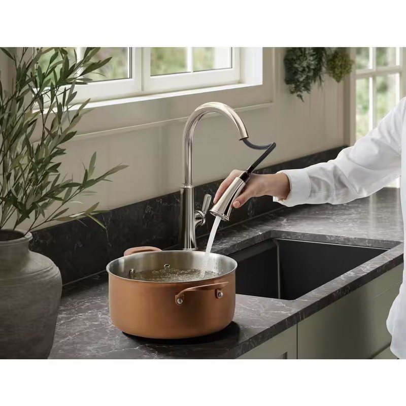 KOHLER Adva Pull Down Sprayer Kitchen Faucet in Vibrant POLISHED NICKEL gallery