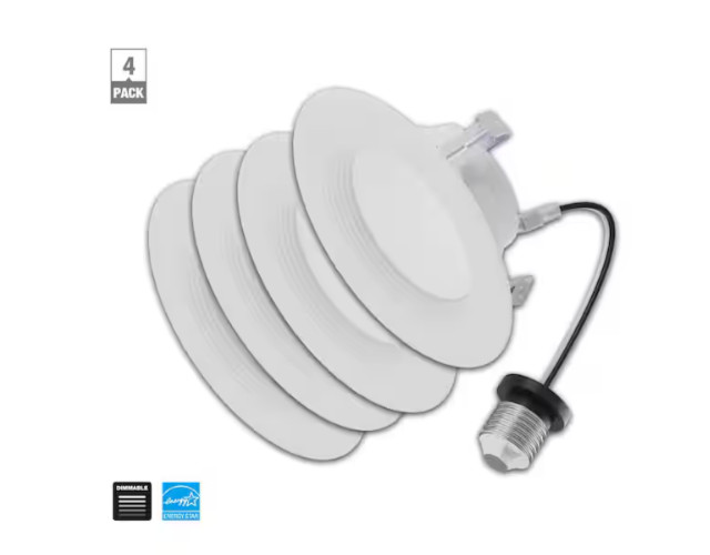 EcoSmart 4 in. Integrated LED Recessed Retrofit Light Trim 2700K, (4-Pack) gallery