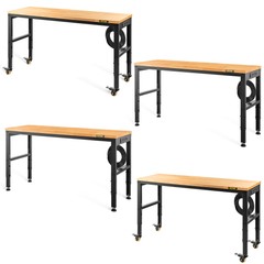 Adjustable Height Workbench Work Bench Table 48″/53″/61″/72″ w/ Power Outlets