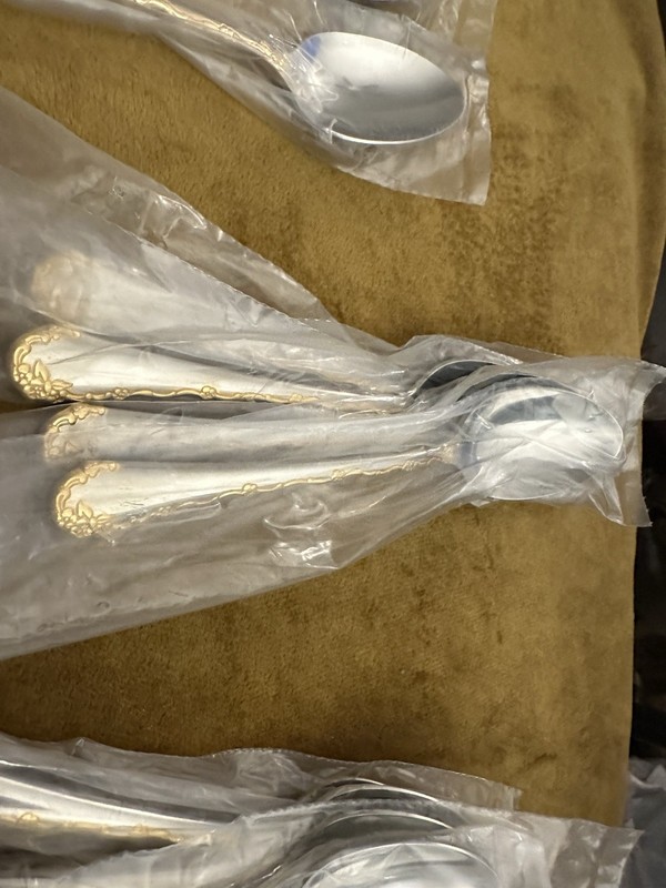 (4) TEASPOONS Oneida Community GOLDEN BELLE ROSE Stainless Flatware - (3availabl gallery
