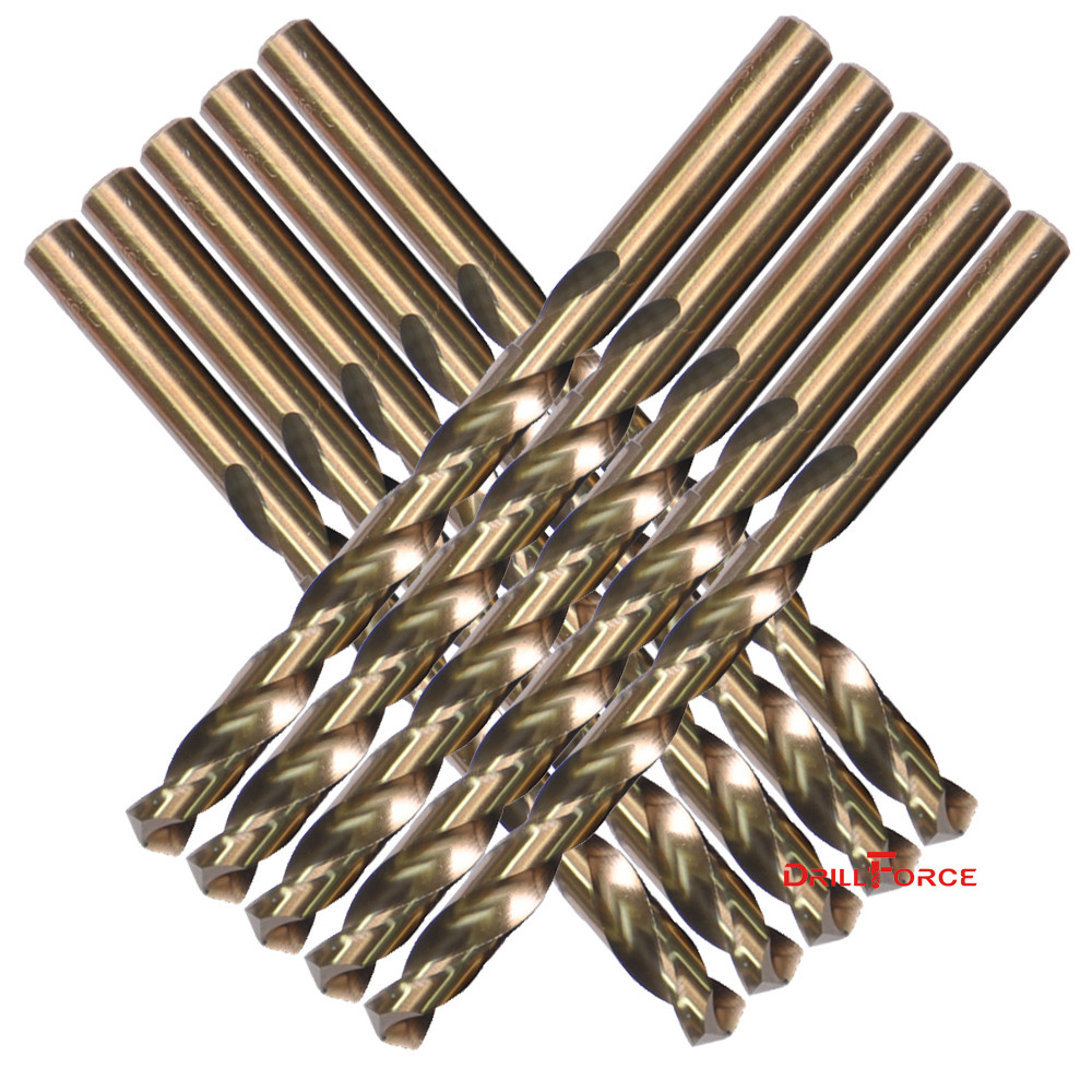 DRILLFORCE 10PCS 1/8" COBALT DRILL BIT SET HSS M35 TWIST TOOLS METAL DRILL BITS gallery