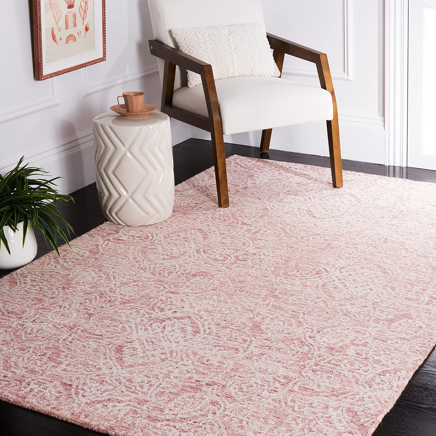 Metro Collection 5' x 8' Handmade Premium Wool Pink/Ivory Area Rug gallery