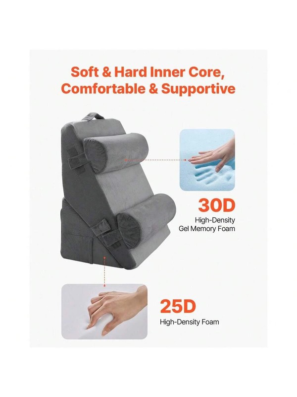 Wedge Pillow For Sleeping, 4 Pcs Adjustable Orthopedic Bed Wedge Set Dark Grey gallery