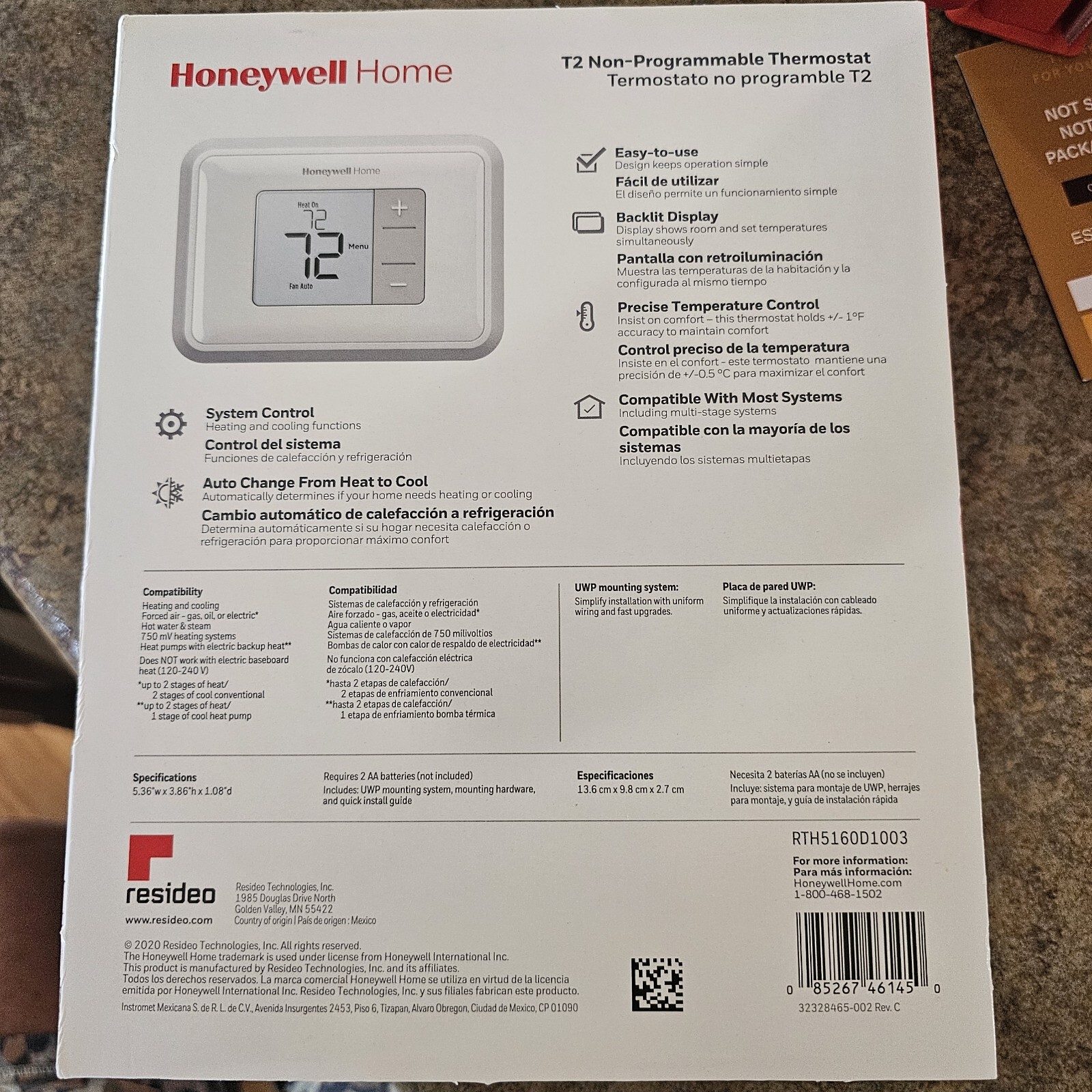 Honeywell Home RTH5160D T2 Non-Programmable Thermostat Heat Cool Auto Change New gallery
