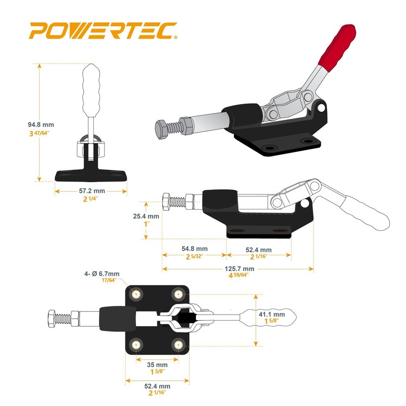 POWERTEC 500 lbs Push Pull Toggle Clamp 305CM/Pull Quick-Release Clamp 2PK gallery