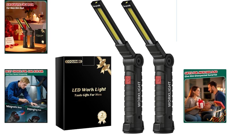 Gift-Ready 2-Pack 800 Lumen LED Work Lights for Every Occasion, Compact Design gallery