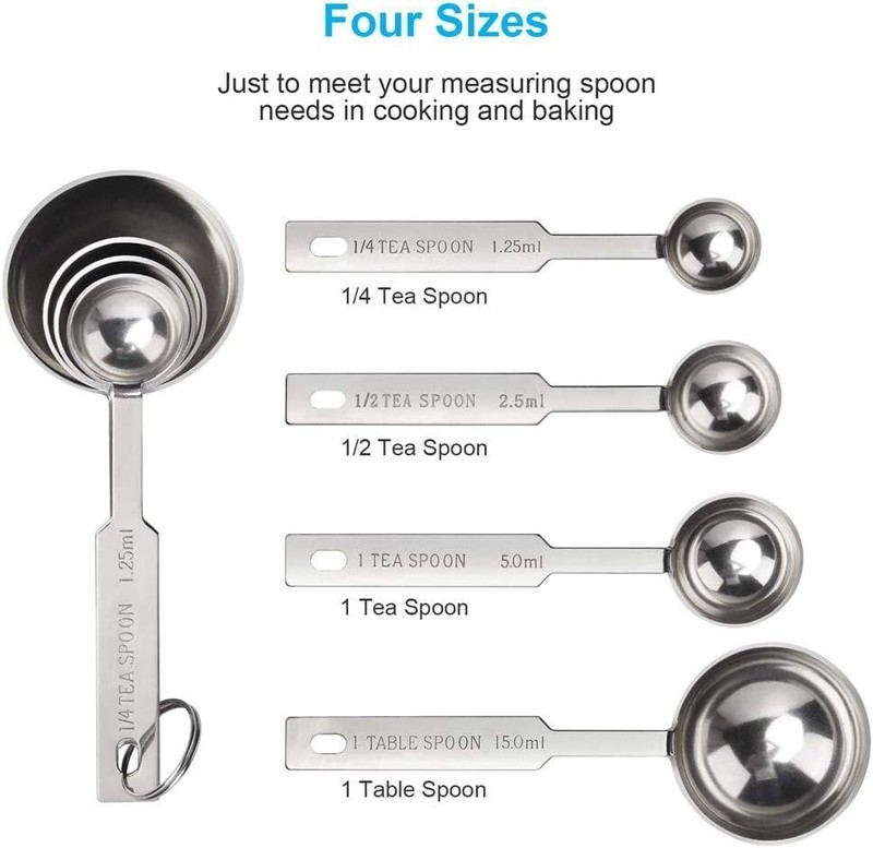 4pcs Measuring Spoons Set Includes 1/4 Tsp 1/2 Tsp 1 Tsp 1 Tbsp Food Grade Spoon gallery