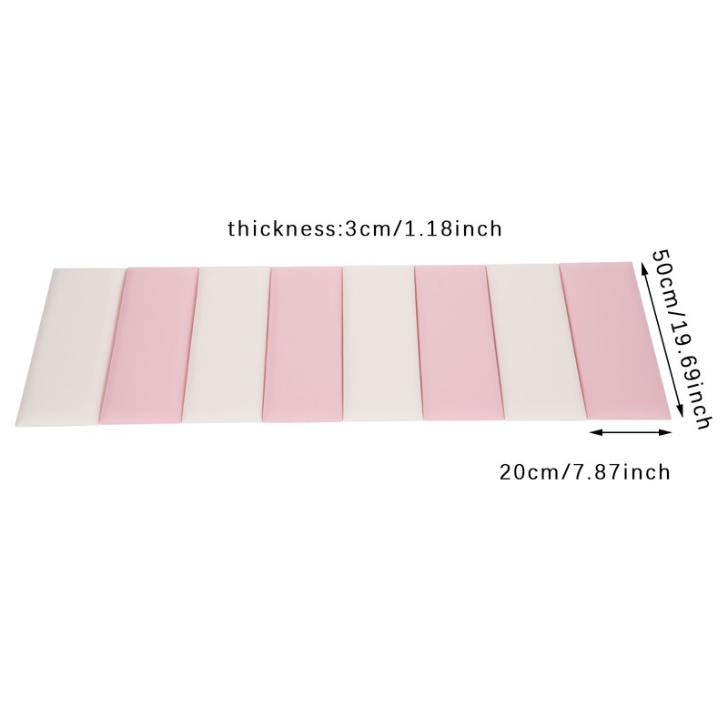 8-Pack Wall Padding Panels 20×50cm 30mm Adhesive Baby Safety White Pink gallery
