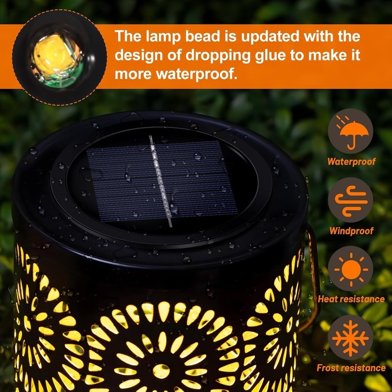 High-Efficiency Solar Light Replacement Tops - 3.35in Lantern Inserts, Warm LED gallery