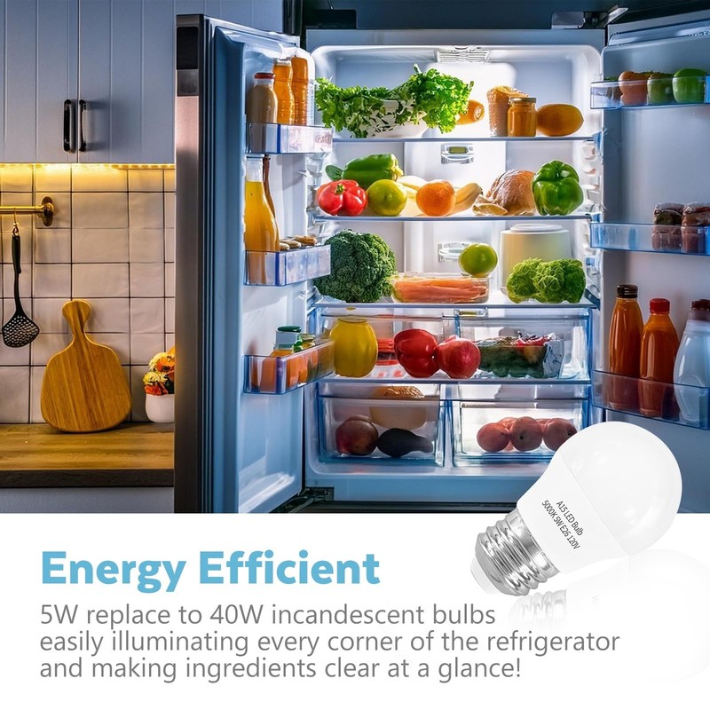 LOXYEE LED Refrigerator Light Bulb 2 Pack，Daylight White 5000K 120V 40W gallery