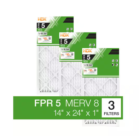 14 x 24 x 1 Standard Pleated Air Filter FPR 5, 3-Pack, Air Filters Replacement gallery