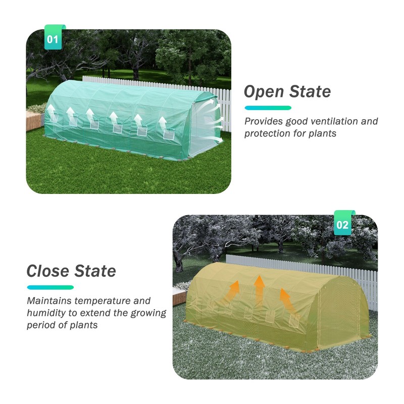 Aoodor 20x10x7FT Greenhouse Replacement Cover Outdoor Walk-in Tunnel(Only Cover) gallery