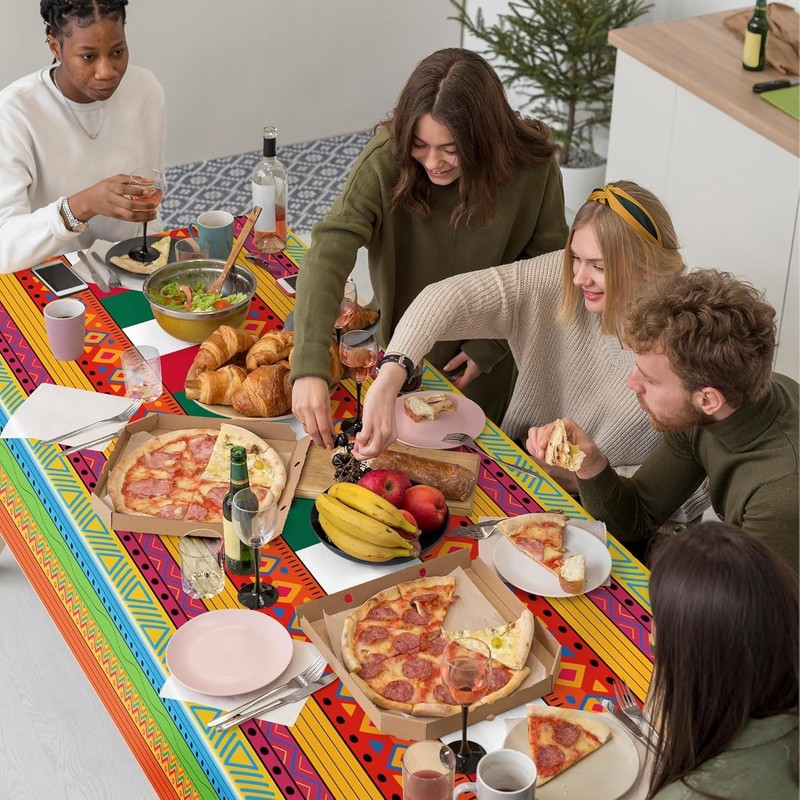 Durable 2-Pack Fiesta Table Covers 52x87in - Perfect for Taco & Mexican Parties gallery