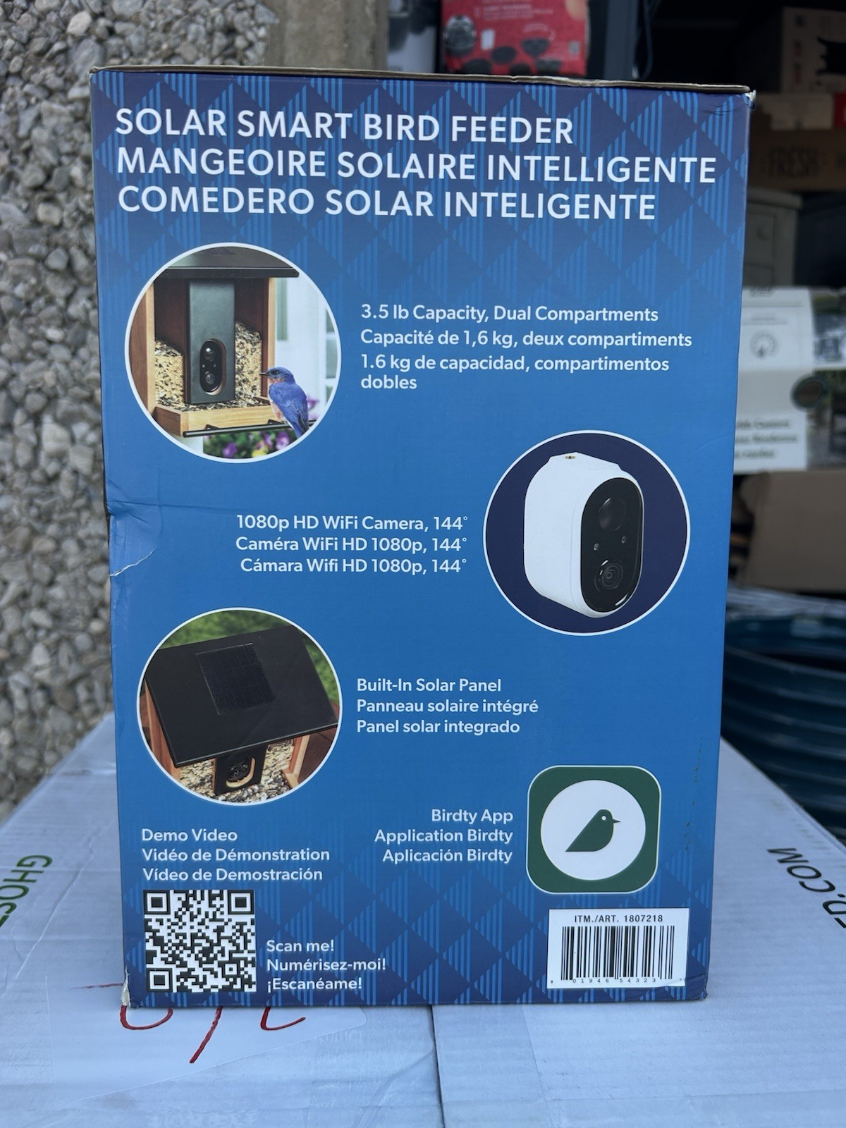 Evergreen Solar Powered Smart Seed Bird Feeder Wood Brown/Black MPN 1807 gallery