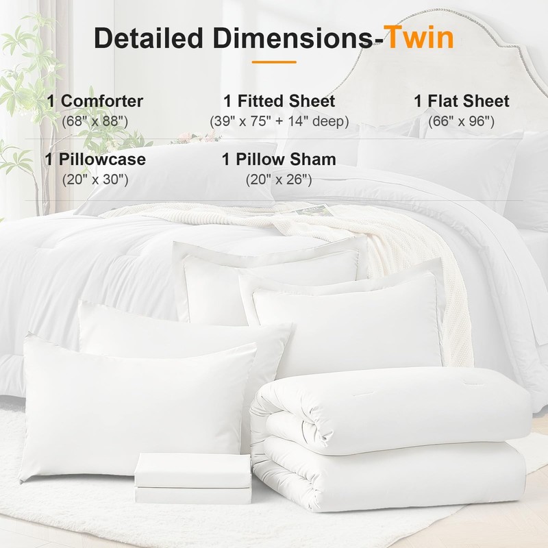 Easthome Twin Comforter Set 5 Pieces - Ultra-Soft Bed in a Bag Twin Size, Cozy L gallery